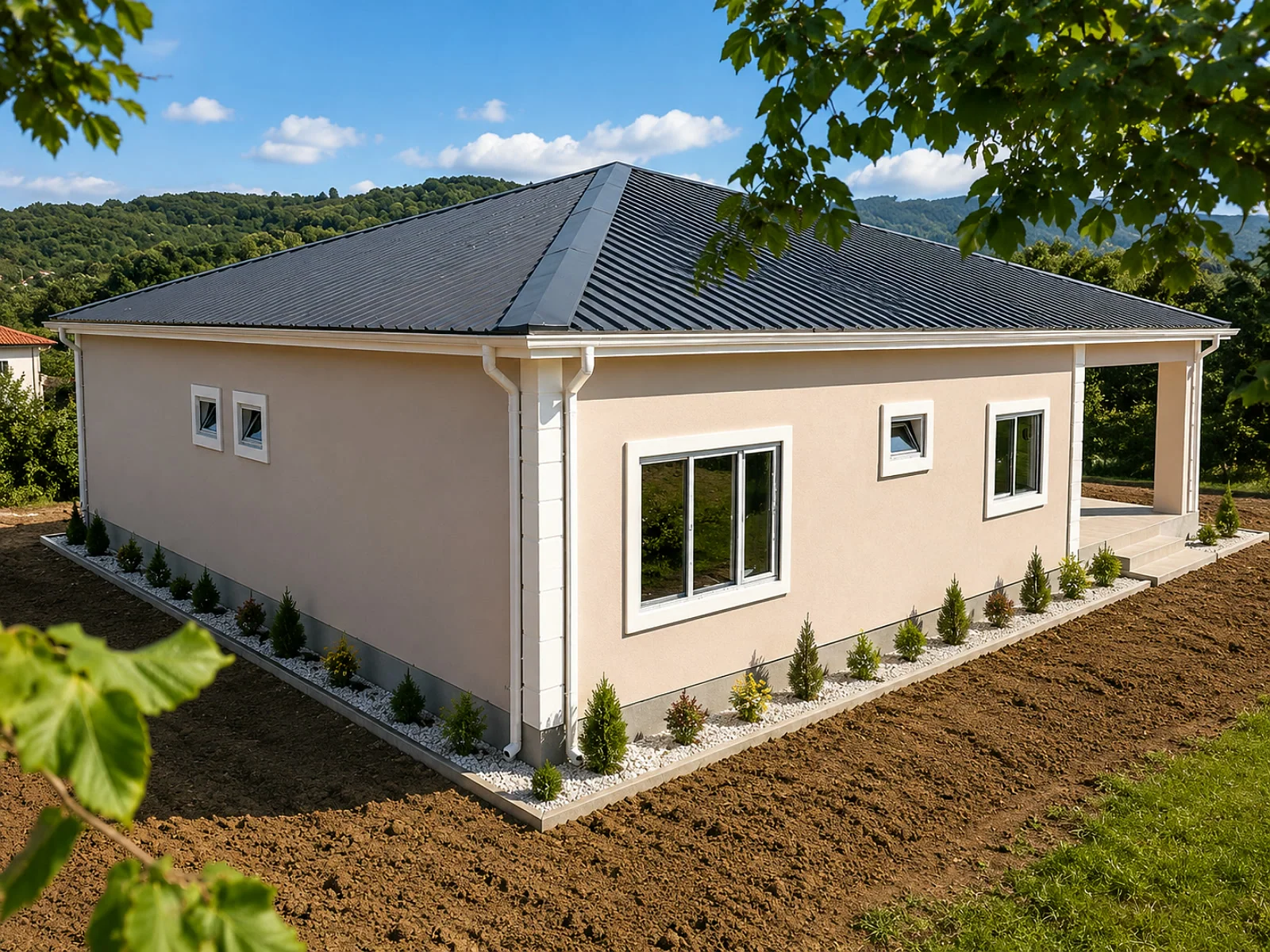 Tek katlı 2+1 prefabrik ev dış cephe görünümü